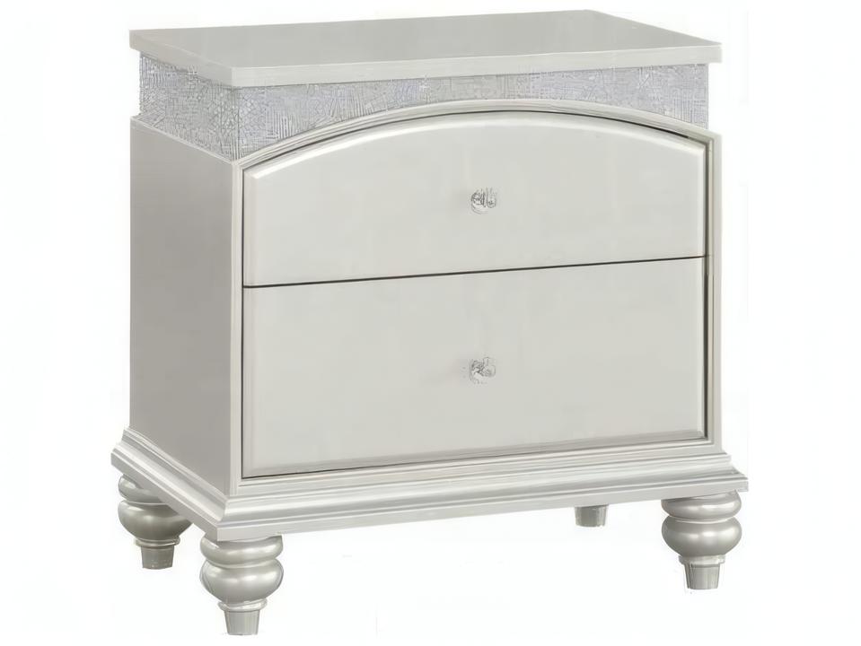 Maverick 2-Drawer Nightstand with Rhinestone Inlay in White