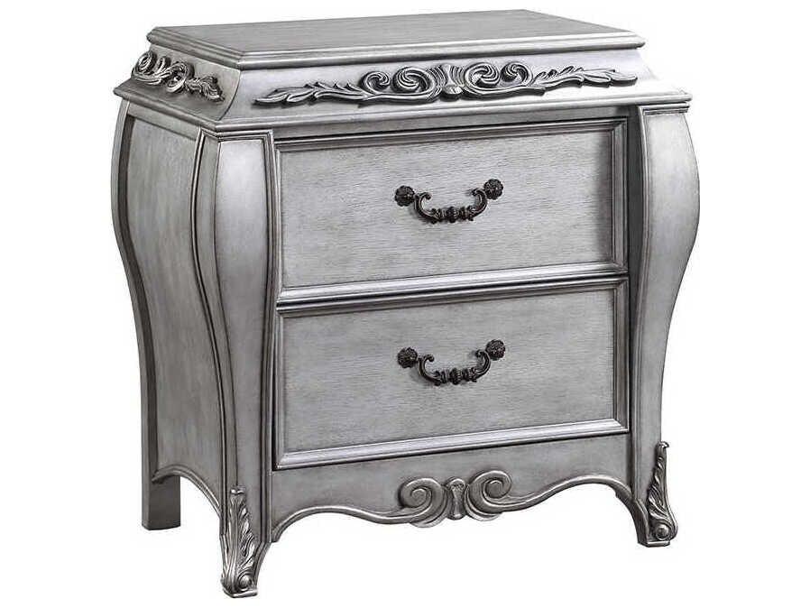Leonora 2-Drawers Silver Ash Wood Nightstand