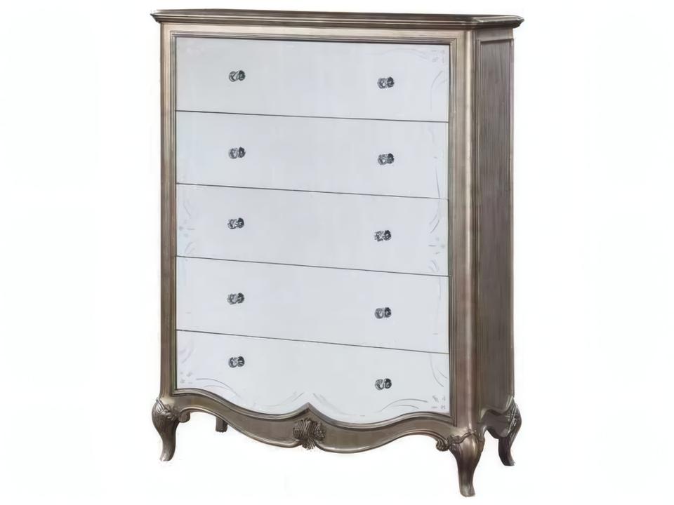 Esteban 5-Drawer Chest with Mirrored Fronts and Cabriole Legs
