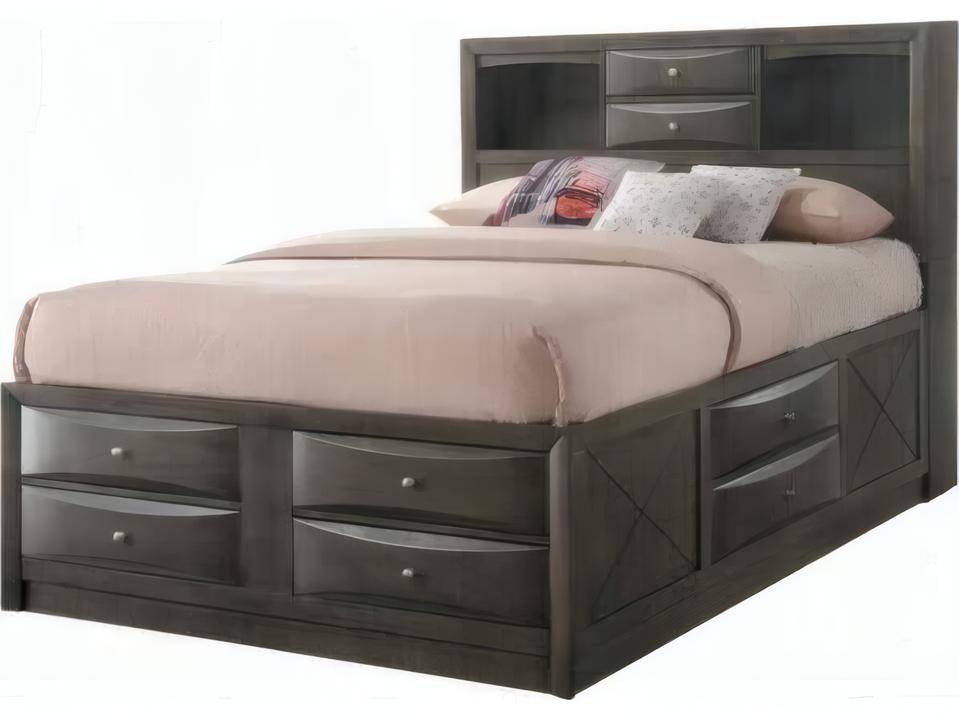 Ireland King Platform Storage Bed in Gray Oak