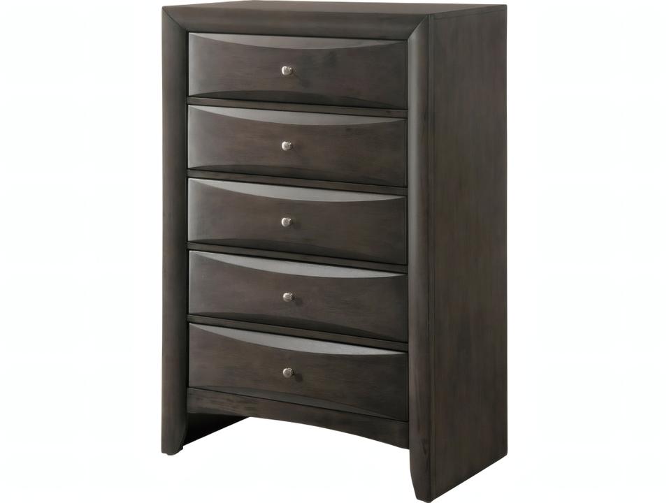 Ireland 5-Drawer Wood Chest in Gray Oak