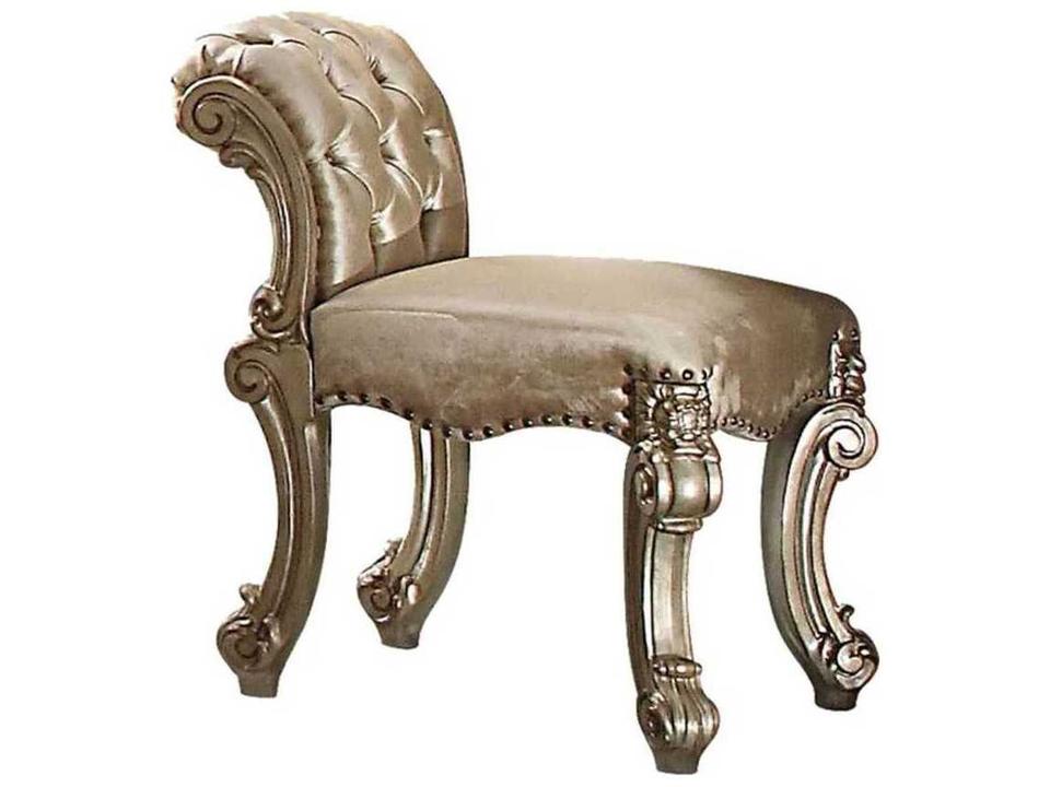 Vendome Gold Patina Bone Upholstered Accent Stool