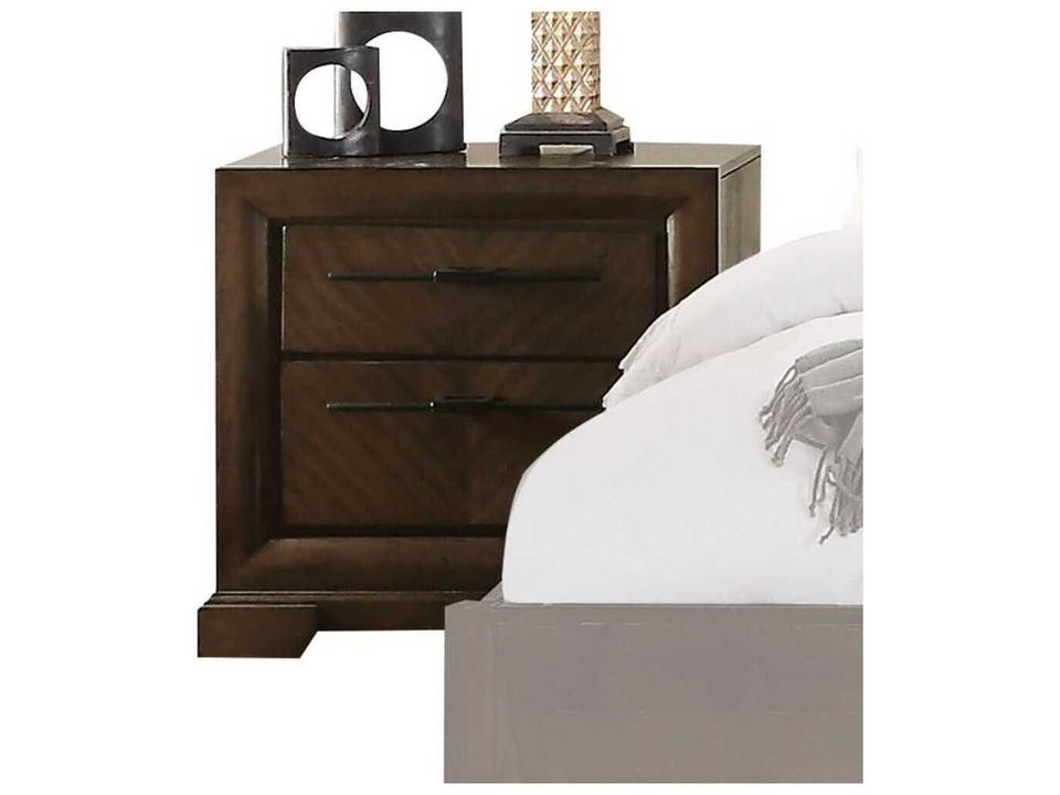 Selma 2-Drawers Brown Poplar Wood Nightstand