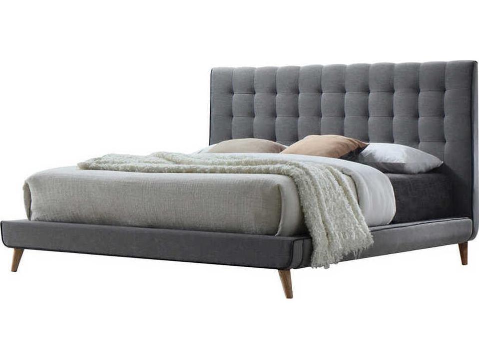 Valda Gray Upholstered Queen Panel Bed