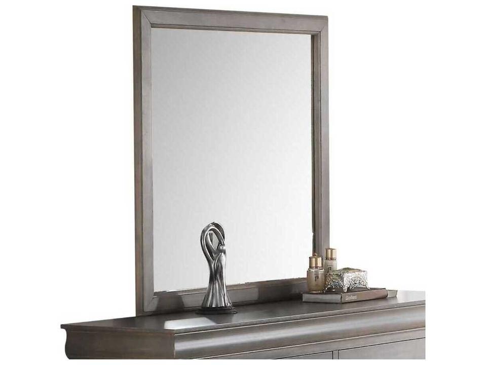 Louis Philippe-III Antique Gray Rectangular Dresser Mirror