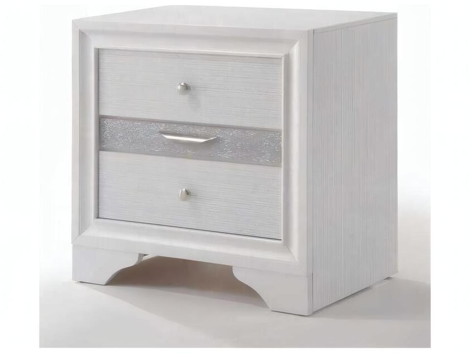 Naima 3-Drawer Transitional Nightstand in White