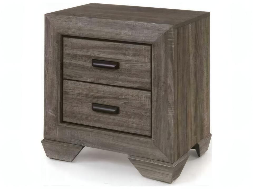 Lyndon 2-Drawer Nightstand in Weathered Gray Grain Finish