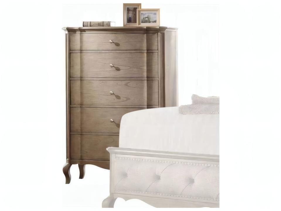 Chelmsford 5-Drawer Wood and Veneer Dresser in Antique Taupe with Cabriole Legs