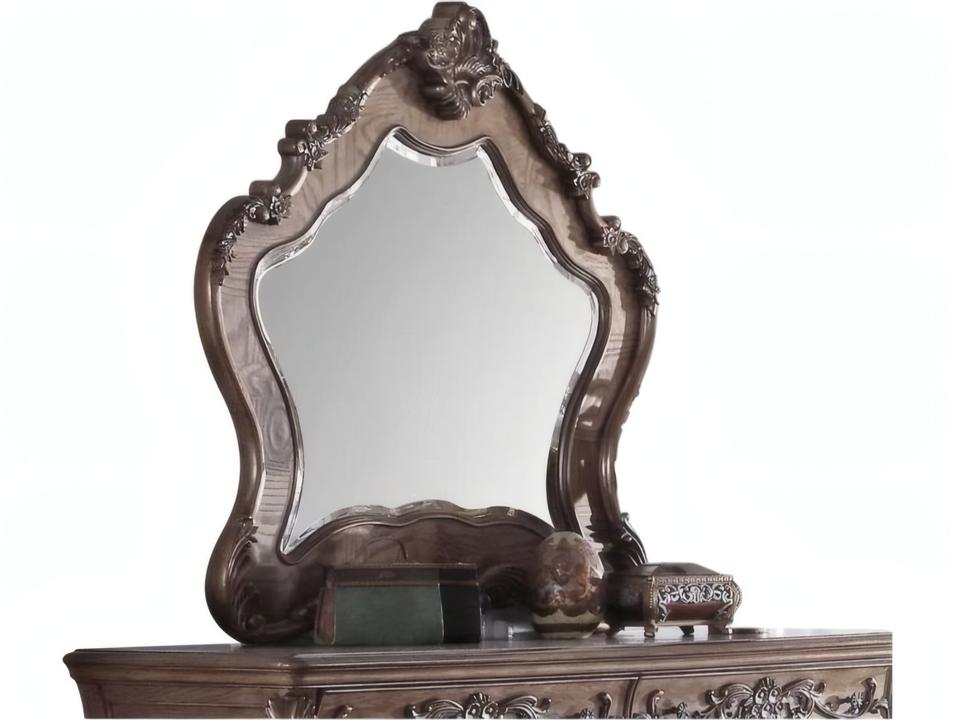 Ragenardus Arched Beveled Mirror in Vintage Oak Finish
