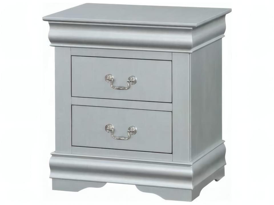 Louis Philippe III 2-Drawer Nightstand in Platinum Finish