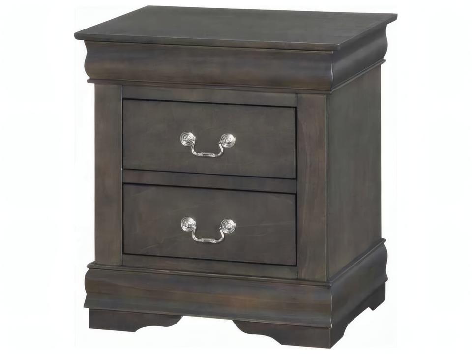 Louis Philippe 2-Drawer Nightstand in Dark Gray