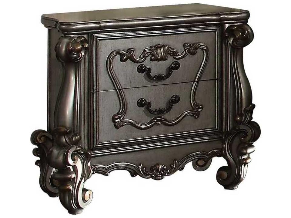 Versailles 2-Drawers Silver Poplar Wood Nightstand