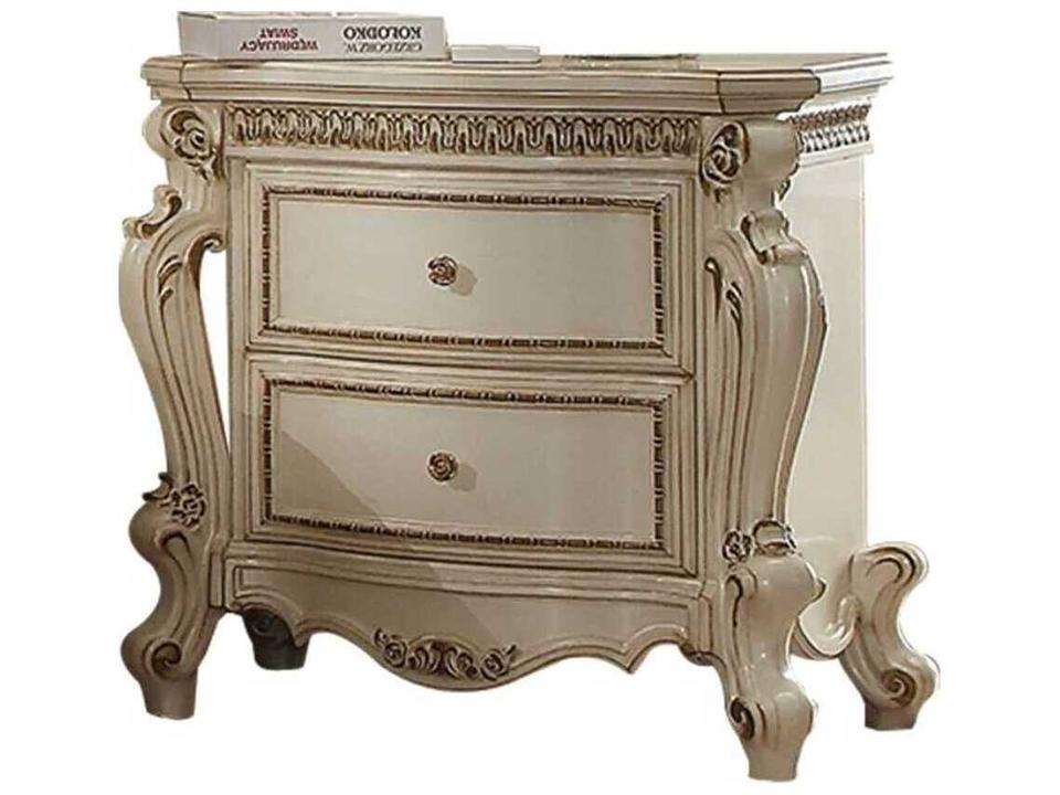 Picardy 2-Drawers Beige Poplar Wood Nightstand