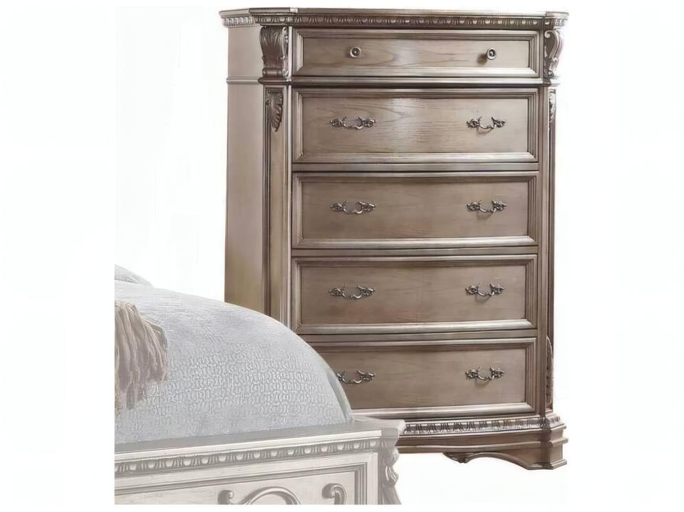 Northville 5-Drawer Chest in Antique Silver