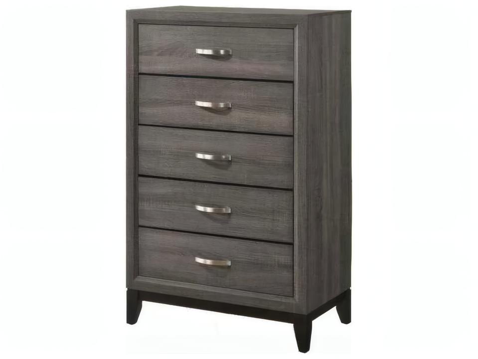 Valdemar 5-Drawer Dresser Chest in Weathered Gray