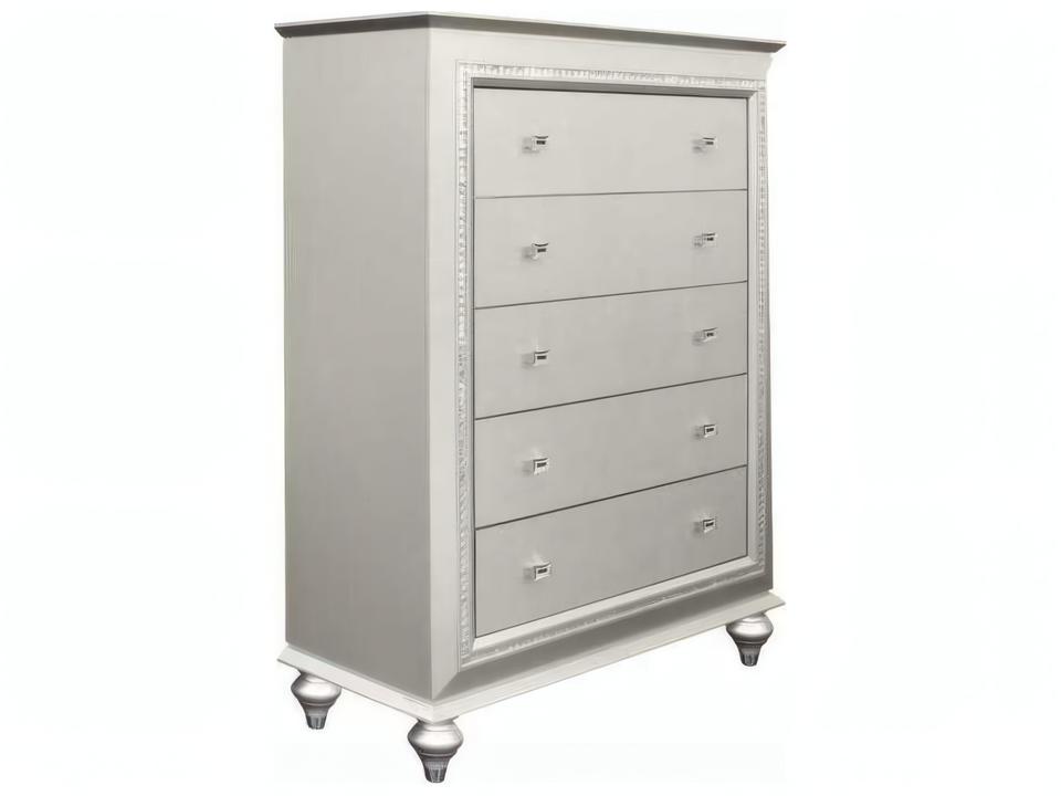 Kaitlyn 5-Drawer Tall Chest in Champagne Finish