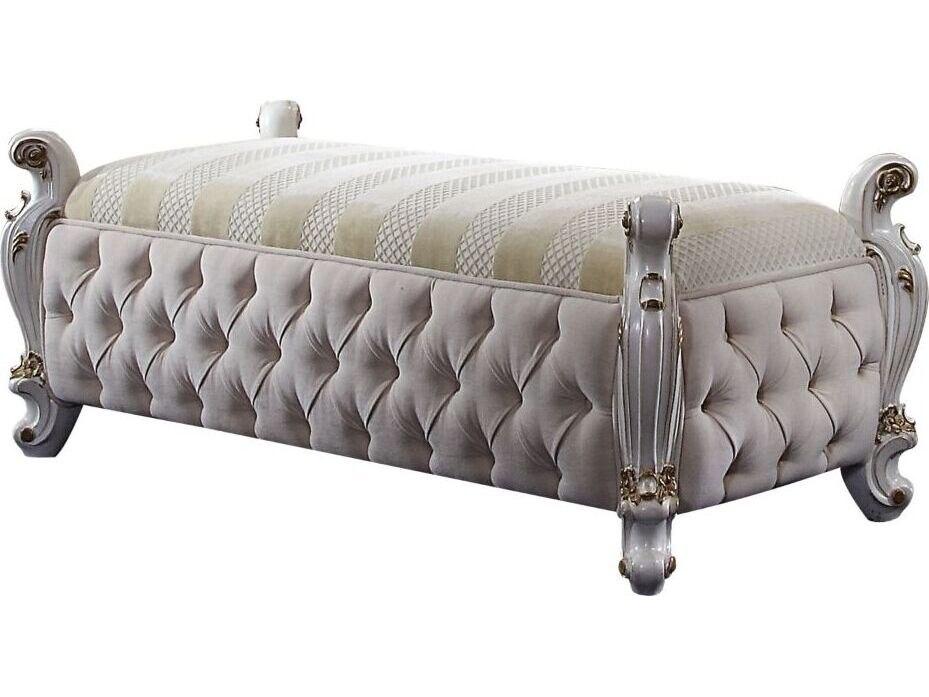 Picardy Antique Pearl Beige Upholstered Accent Bench