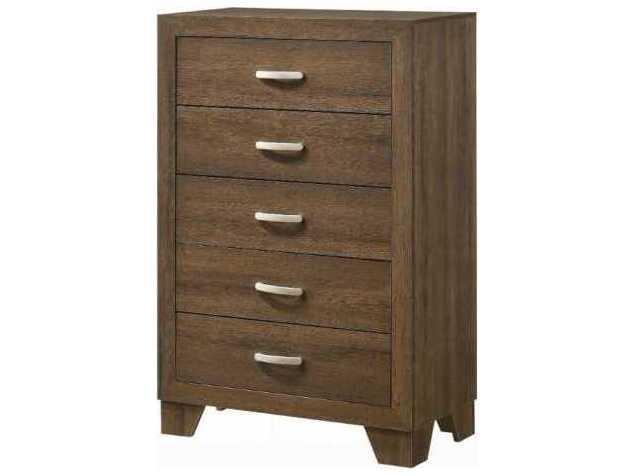 Miquell 5-Drawer Oak Chest with Tapered Legs