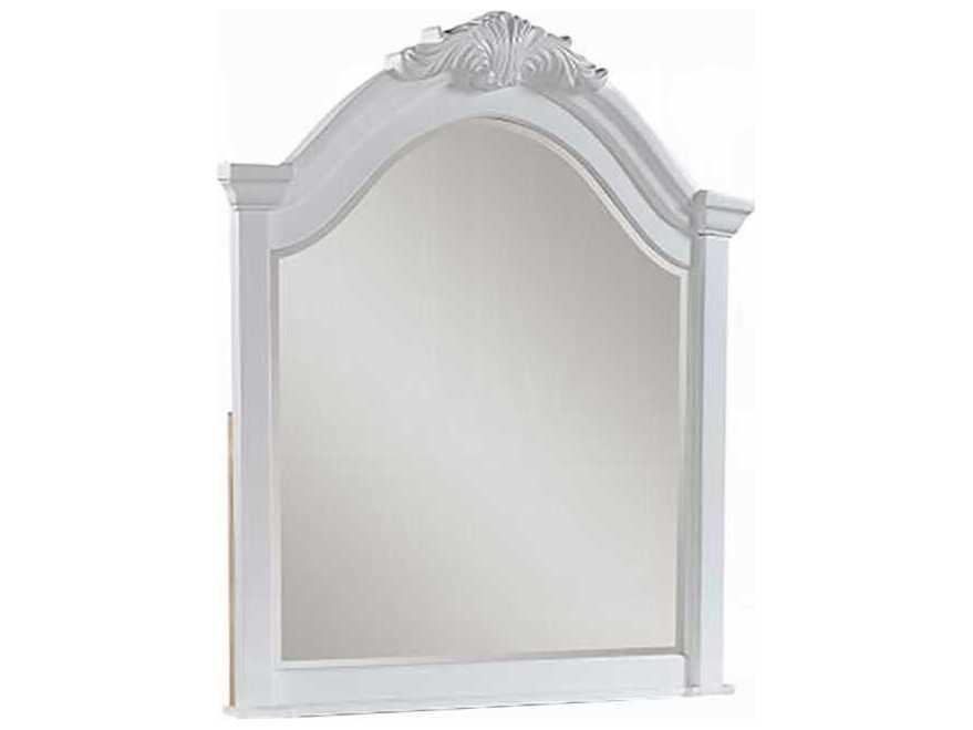 Estrella White Mirror with Decorative Crown Carving