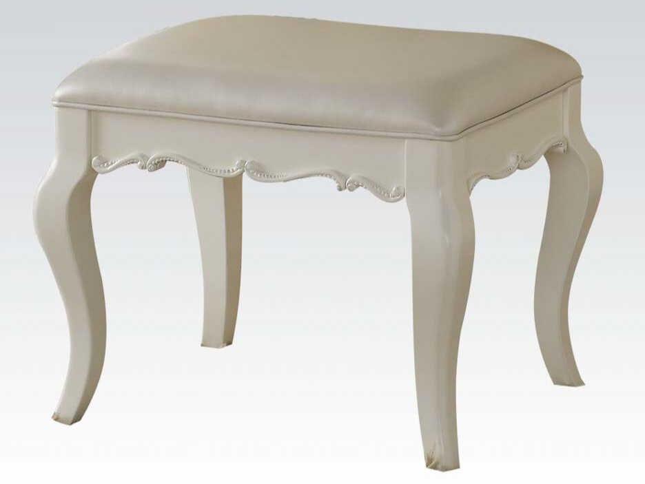 Edalene Pearl White Leather Accent Stool