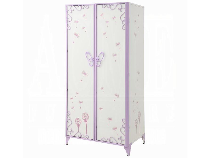 Priya-II White Light Purple Wardrobe Armoire
