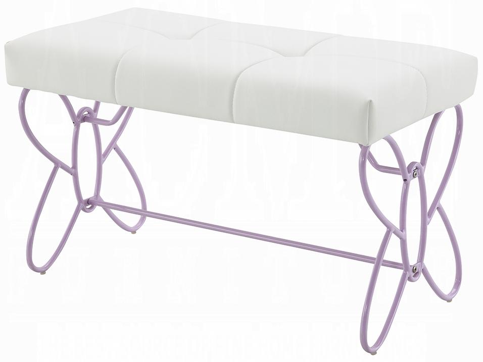 White Light Purple Faux Leather Accent Bench
