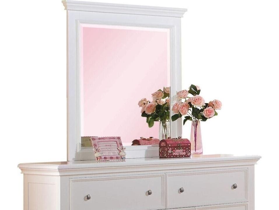 Lacey Rectangular Mirror in White with Molded Details