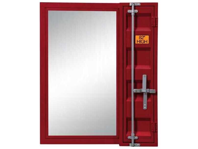 Cargo Rectangle Vanity Mirror Red Metal