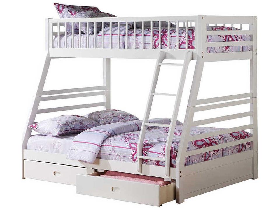 Jason White Pine Wood Twin/Full Bunk Bed