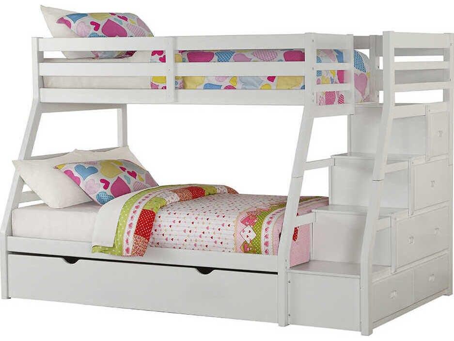Jason White Pine Wood Twin/Full Bunk Bed