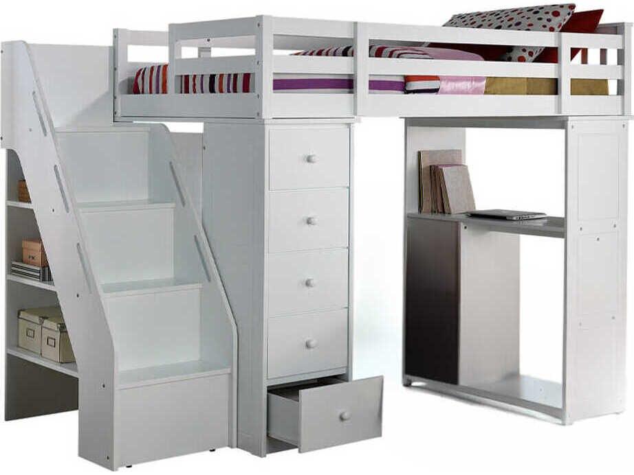 Freya White Solid Wood Twin Bunk Bed