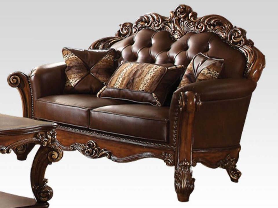 Vendome Cherry Leather Loveseat