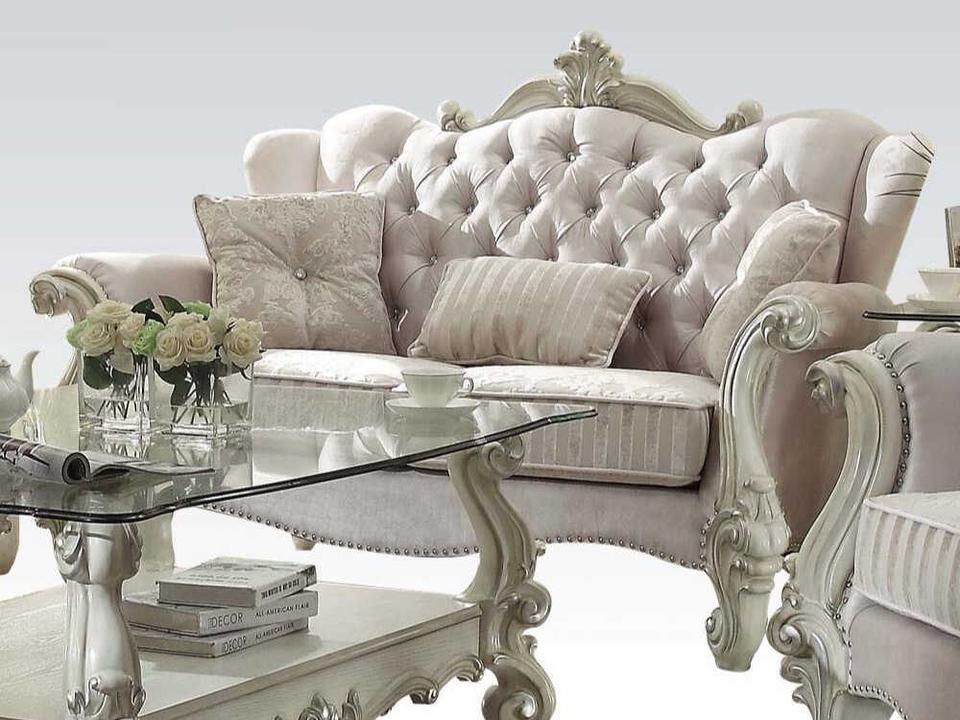 Versailles Cream Upholstered Loveseat