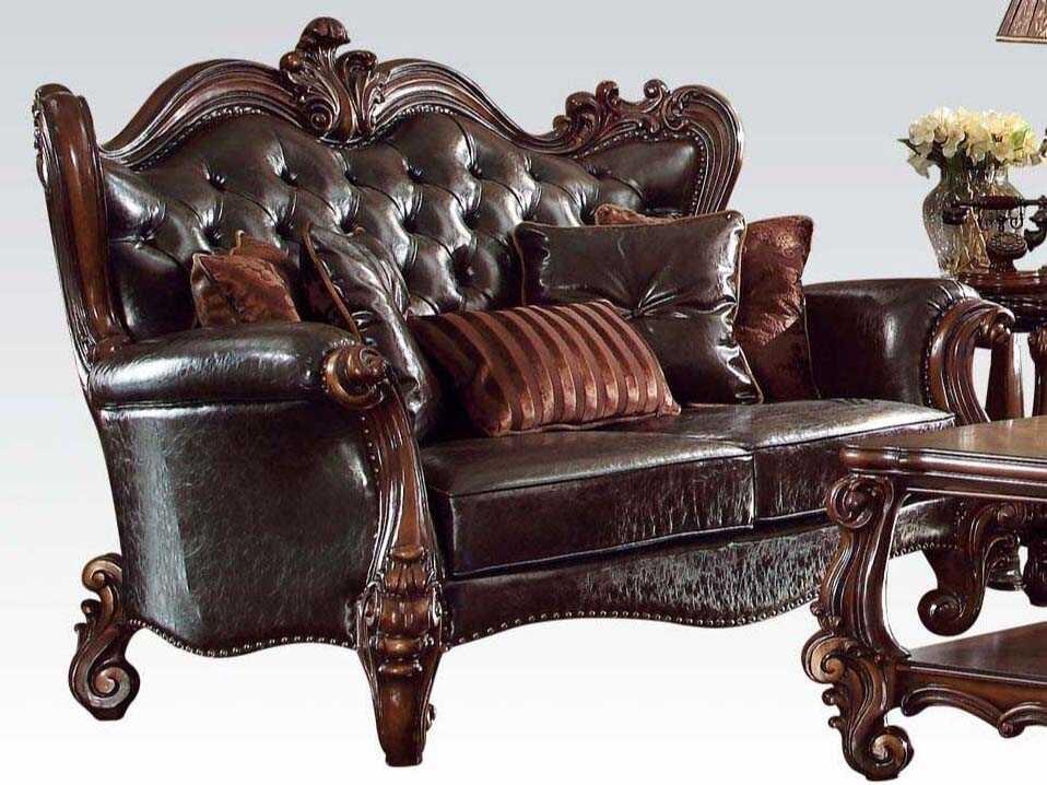 Versailles Brown Leather Loveseat