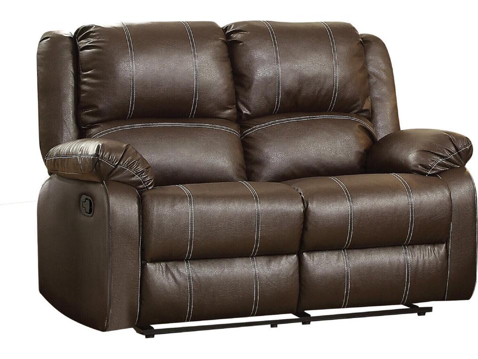 Zuriel Power Reclining Faux Leather Loveseat in Brown