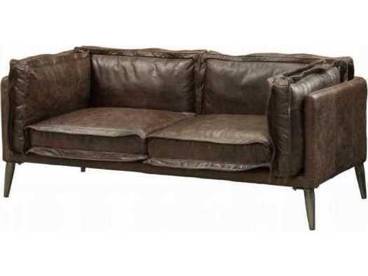 Porchester Distress Chocolate Top Grain Leather Loveseat