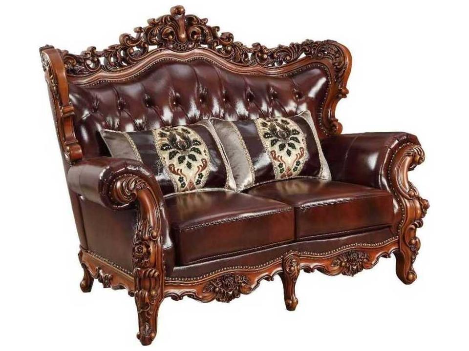 Eustoma Cherry Leather Loveseat