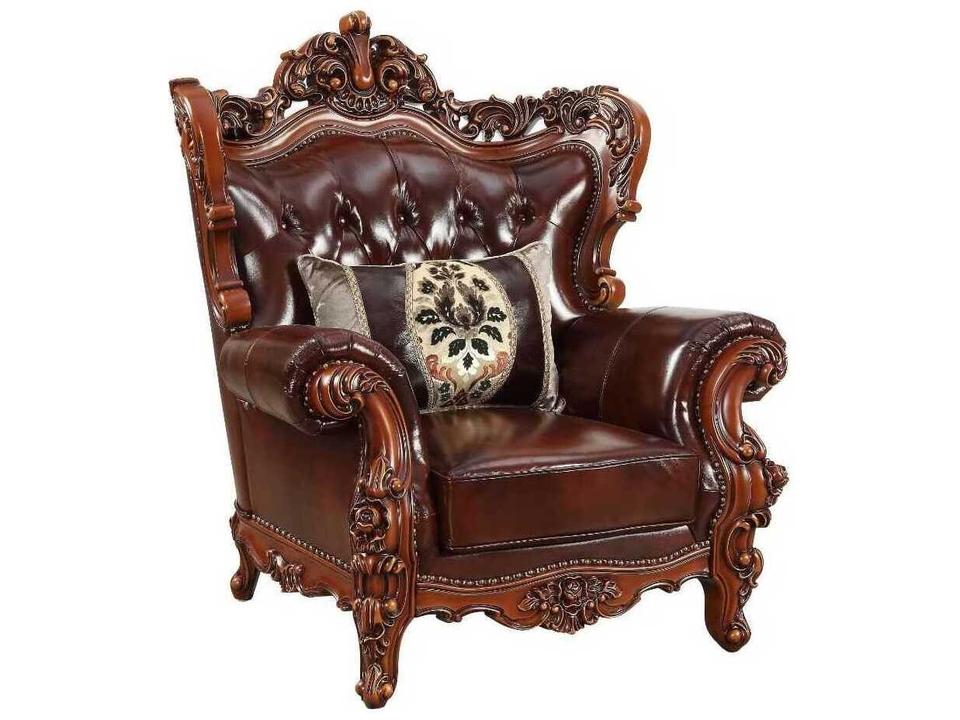 Eustoma Cherry Leather Accent Chair