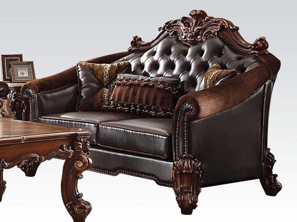 Vendome-II Cherry Leather Loveseat