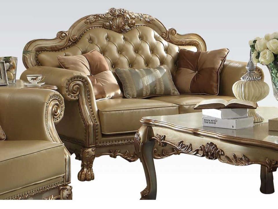 Dresden Tan Faux Leather Loveseat