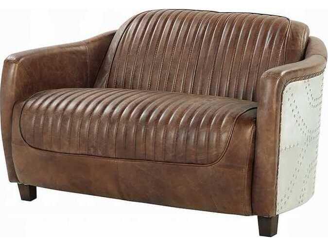 Brancaster Top Grain Leather Loveseat in Retro Brown