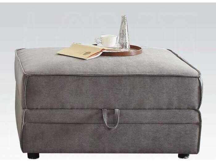 Bois Modular Storage Ottoman in Gray Velvet