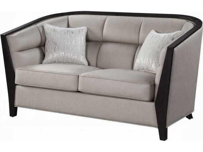 Zemocryss Transitional Fabric Loveseat in Beige with Two Pillows