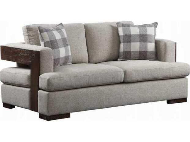 Niamey Two-Tone Fabric Loveseat with Two Accent Pillows
