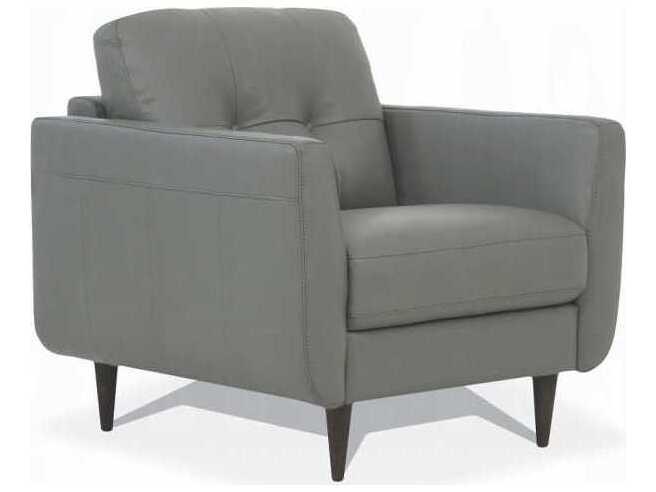 Radwan Contemporary Button-Tufted Leather Accent Chair in Pesto Green