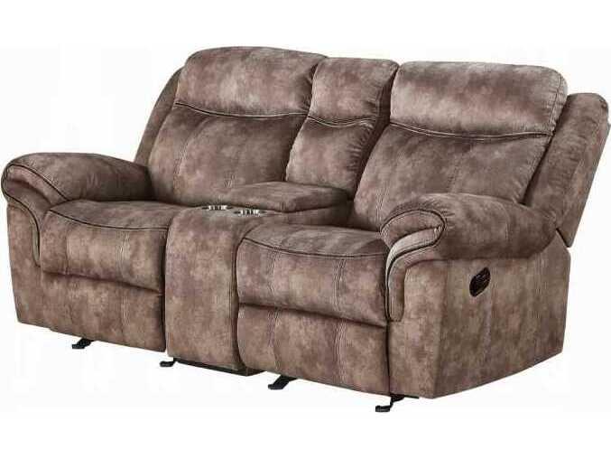 Zubaida 2-Seat Two Tone Chocolate Velvet Manual Reclining Loveseat with Console