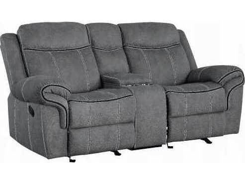 Zubaida Power Reclining Velvet Loveseat with Console and USB in Gray