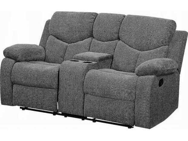 Kalen Motion Reclining Loveseat with Console in Gray Chenille