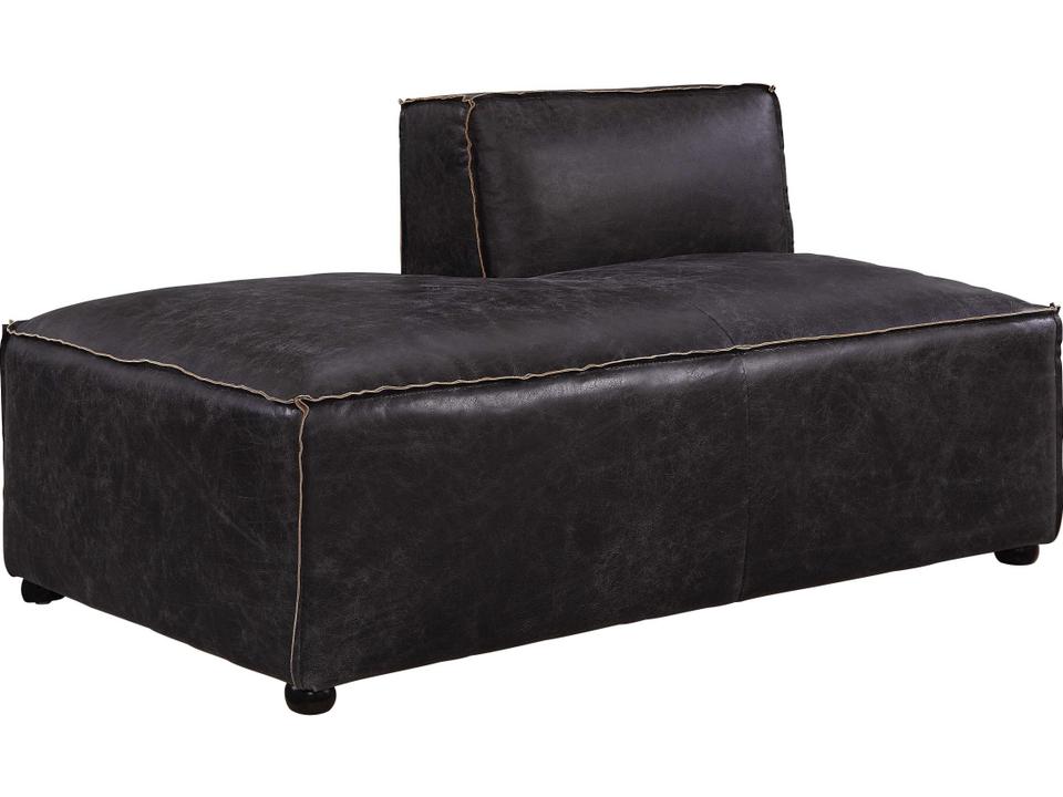 Birdie Black Leather Chaise