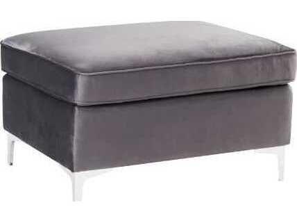 Jaszira Gray Velvet Upholstered Ottoman